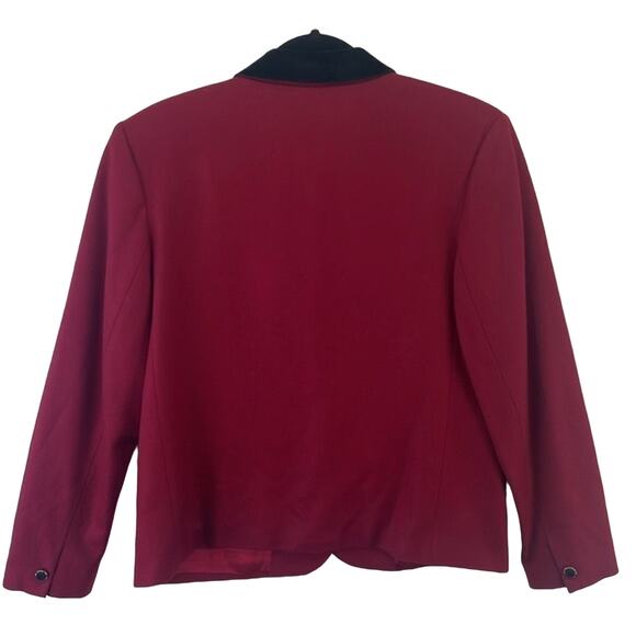 Koret Wool Red Black Velvet Collar Vintage 1 Button Two Pockets Lined Jacket 14 - Picture 3 of 14